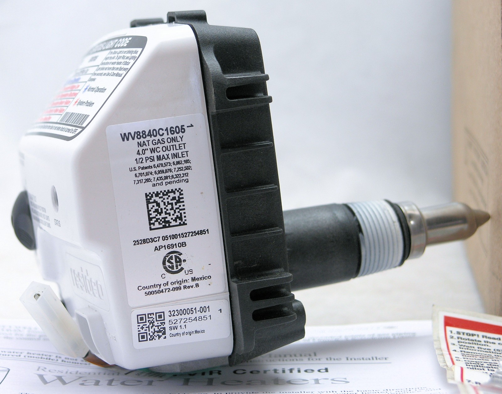 Rheem PROTECH Natural Gas Control Thermostat Replacement Kit SP21062A