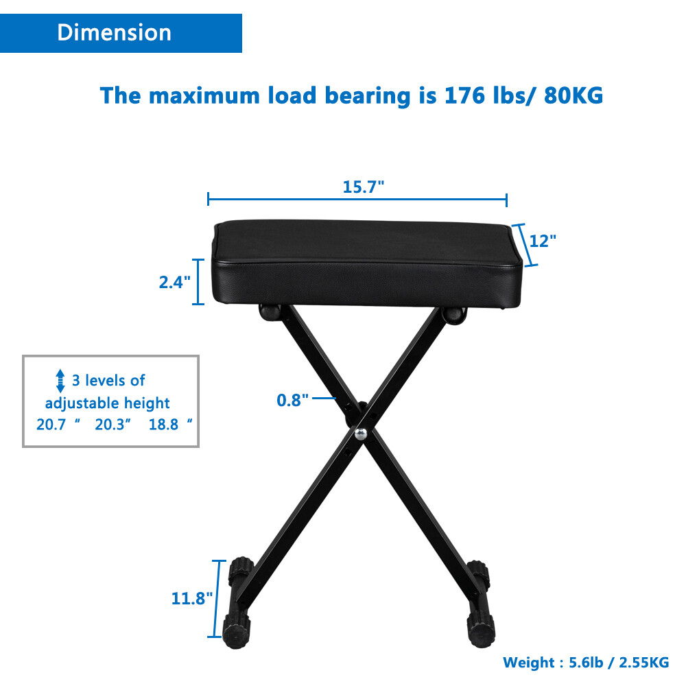 Heavy Duty X Keyboard Piano Stand and Keyboard Bench Set Adjustable Height