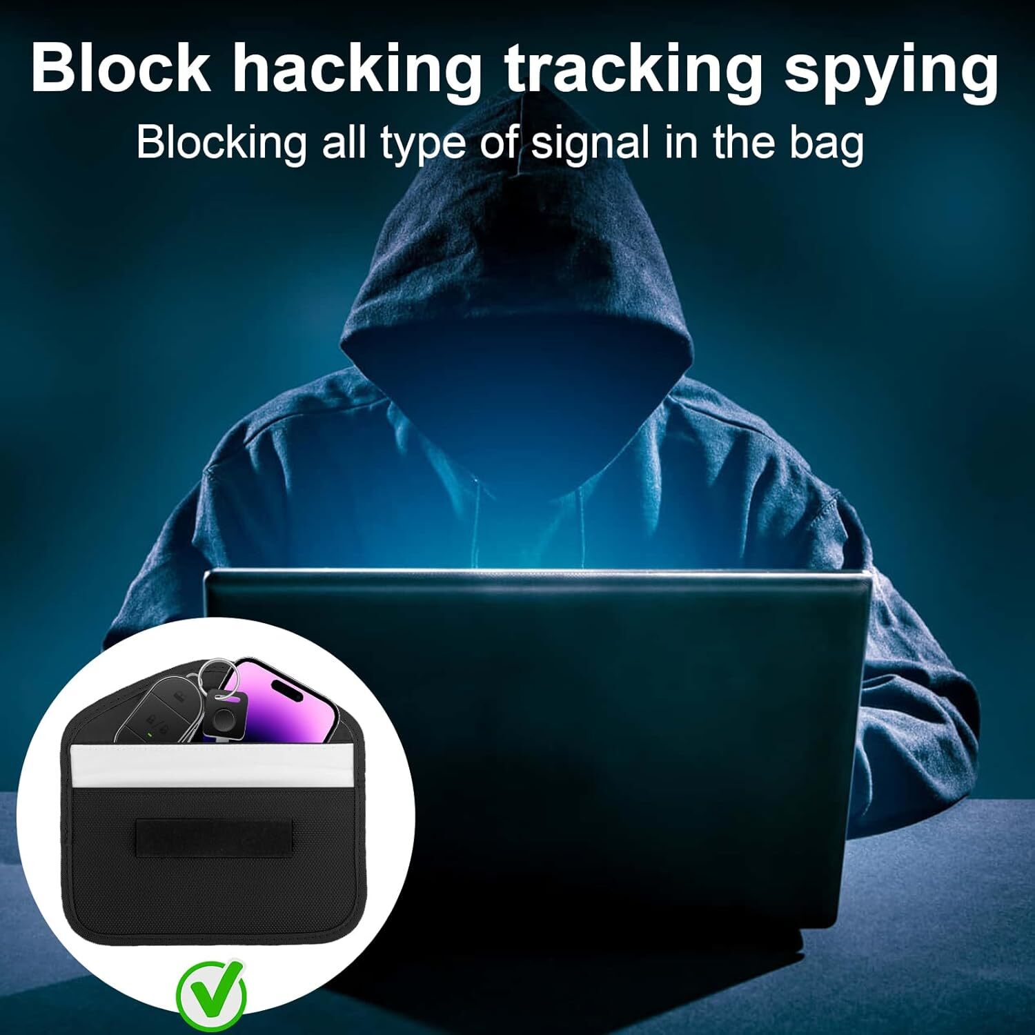 2 Pack Faraday Bag Cell Phone Wallet Blocker Radiation Signal Shielding Case