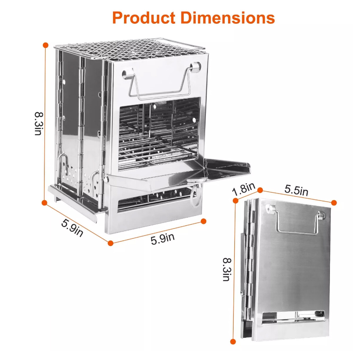 Portable Folding Stainless Steel Stove Outdoor Camping BBQ Wood Burning Stove