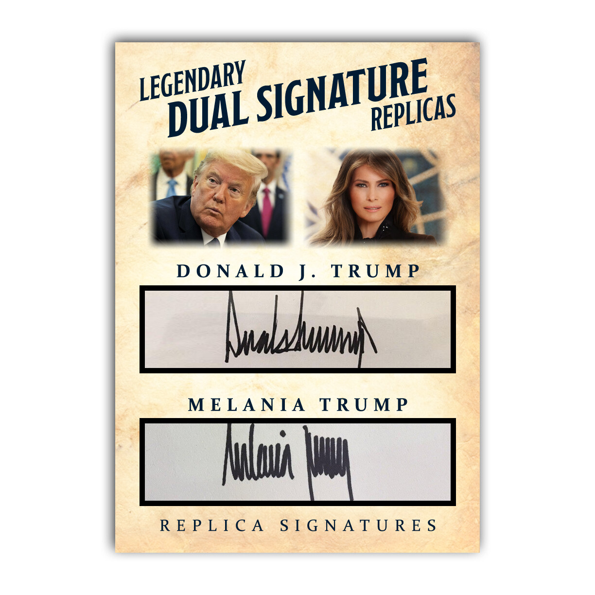 Donald and Melania Trump Collectible Replica Presidential Signature Card MAGA