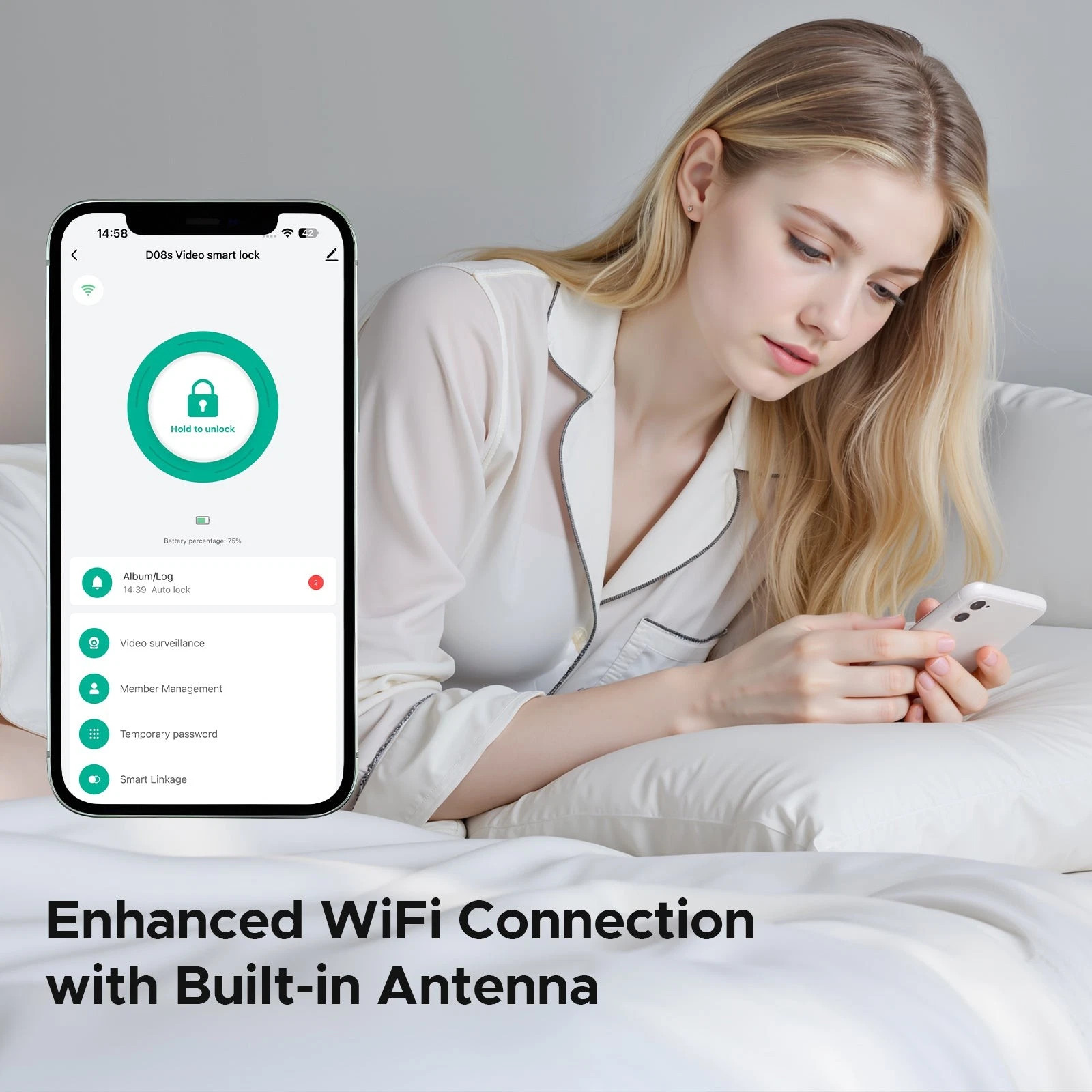 WiFi Video Smart Lock with Camera & Handle 6-in-1 Keyless Entry 2-Way Audio IP66