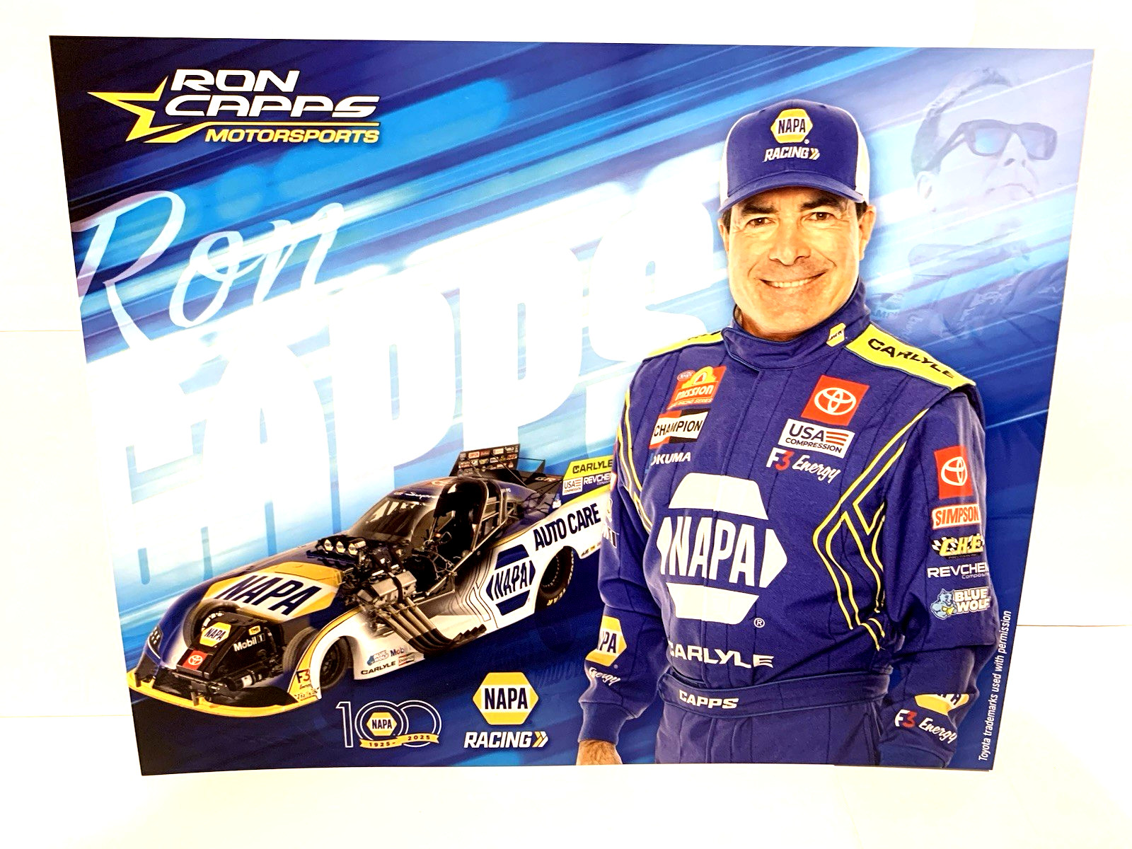 2025 RON CAPPS 3 X CHAMP TOYOTA GR SUPR NAPA 100 YEARS NHRA FUNNY CAR  POSTCARD