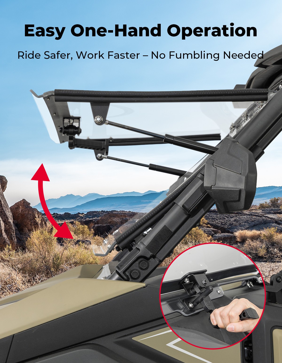 3-IN-1 Flip Windshield for CFMOTO ZForce 950 Sport Trail / 800 Trail 2023-2025