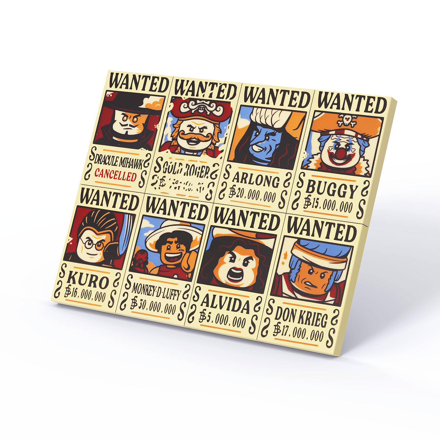 LEGO One Piece Wanted Posters 8 - In hand Your Choice  Luffy Roger Mihawk Arlong