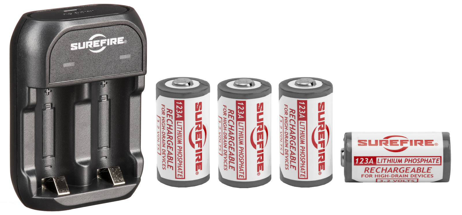 SureFire Rechargeable 123A Batteries (x2) and Charger SFLFP123-KIT