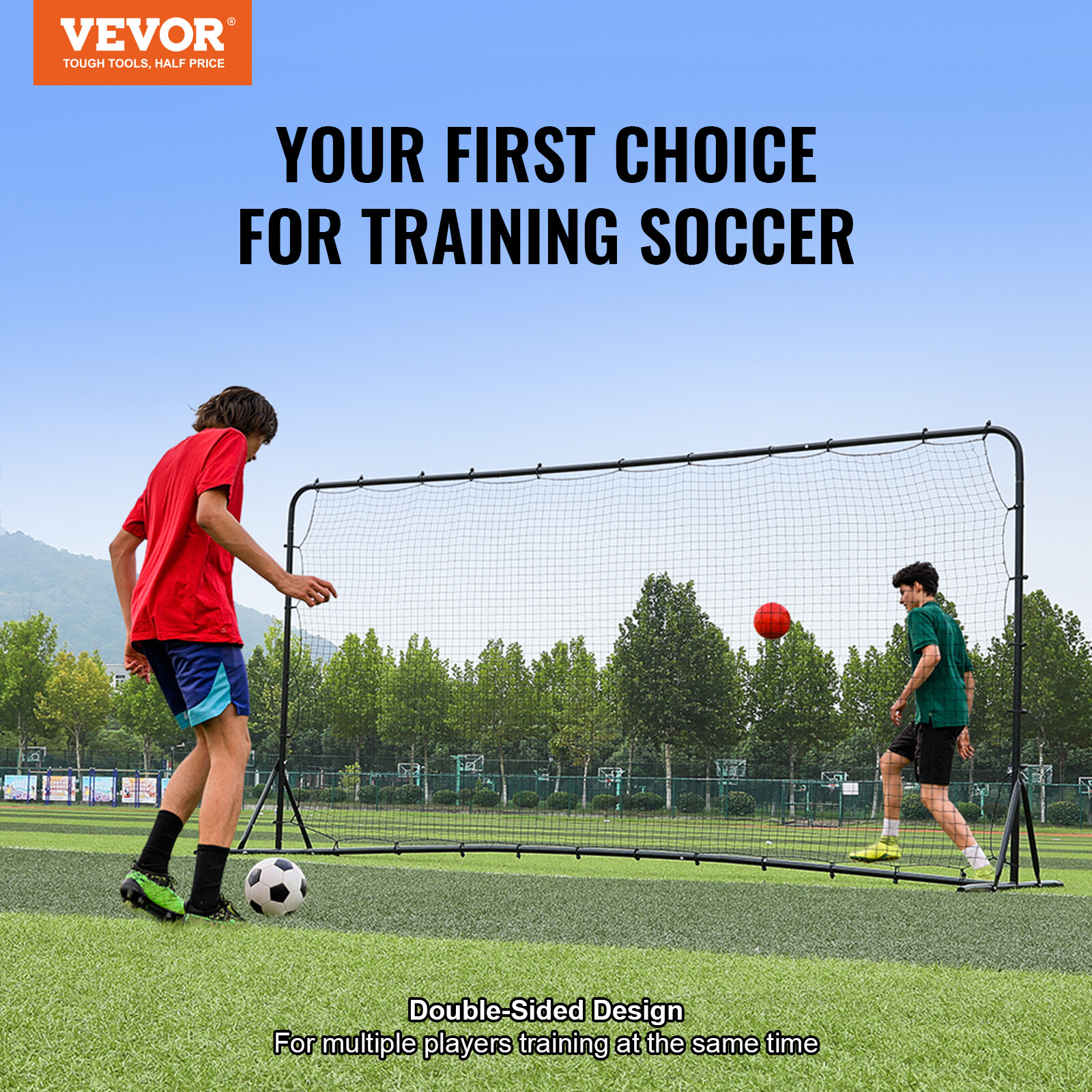 VEVOR 12x6FT Soccer Rebounder Net Iron Soccer Training Equipment Portable Bag