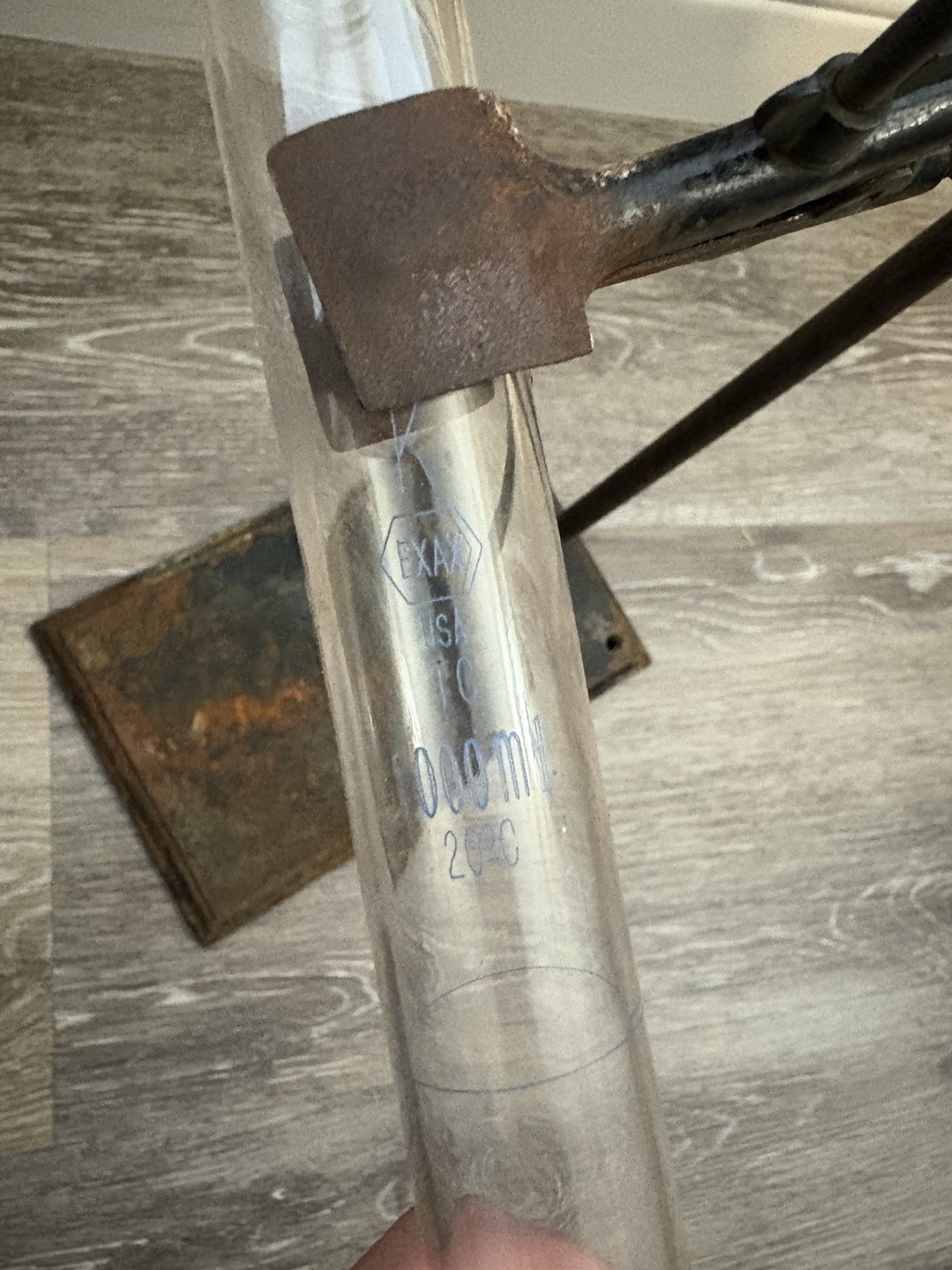 Antique Laboratory Beaker w/ Cast Iron Chicago Apparatus Stand