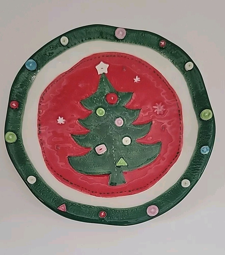 Dept 56 Ceramic Cookie Plate For Santa Christmas Tree Decor