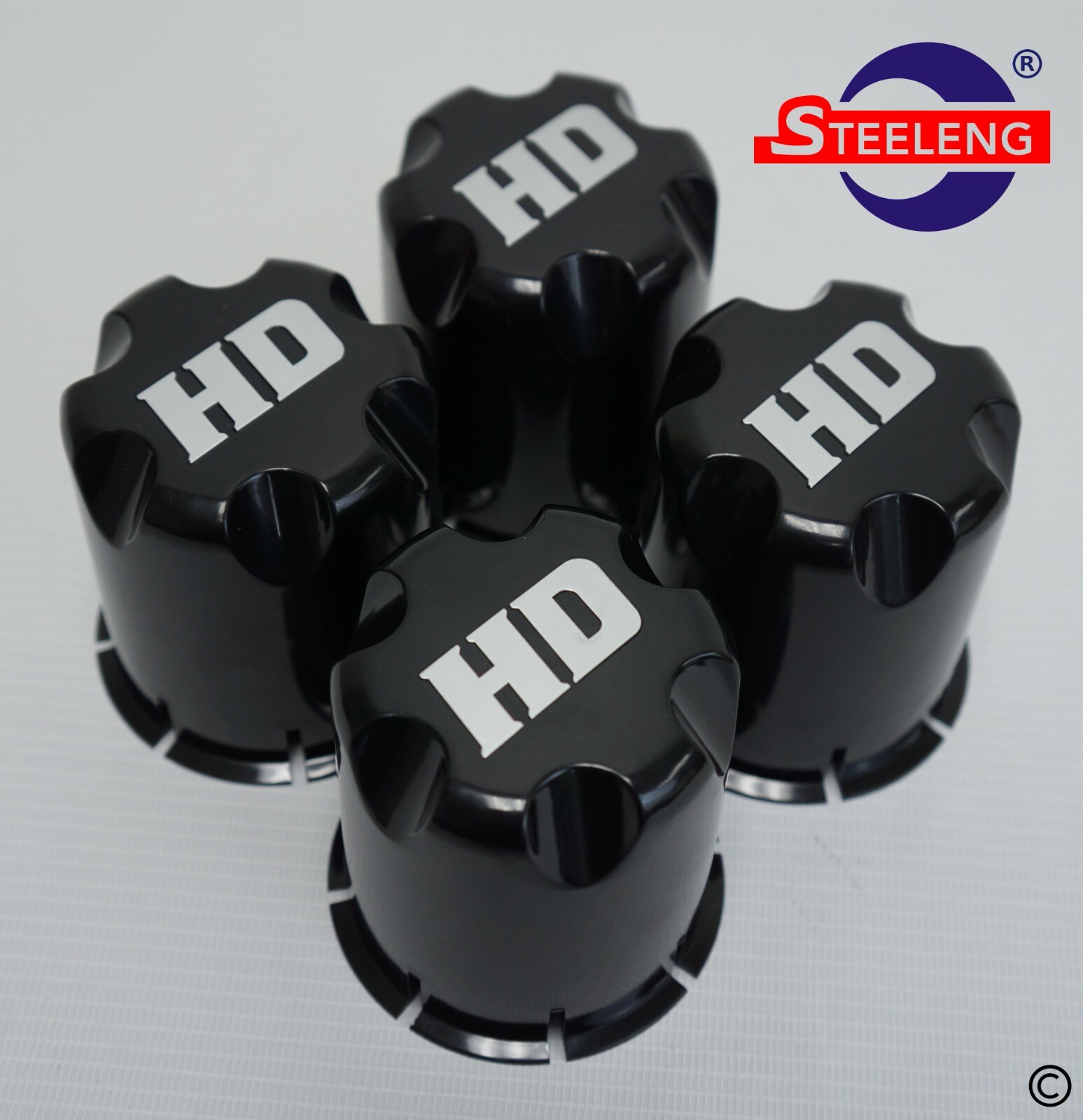 Golf Cart UTV ATV Wheel Rim 'HD' Black Center Caps (Set of 4)