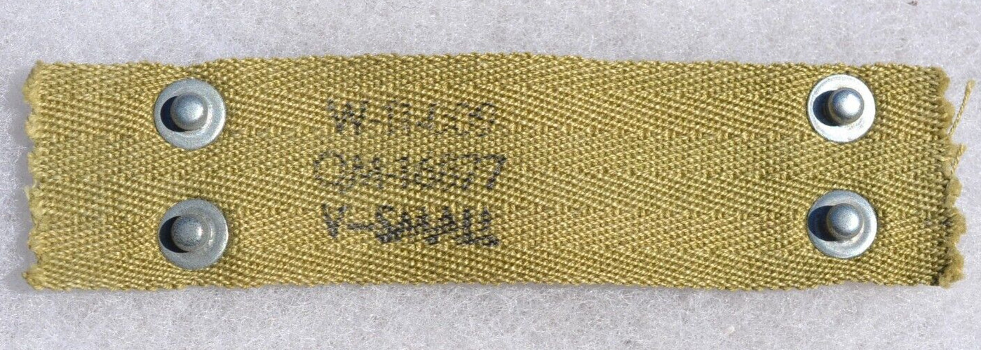 US ARMY M-1 HELMET LINER NAPE STRAP W-11 MAKER STAMP 4.5 INCHES LONG