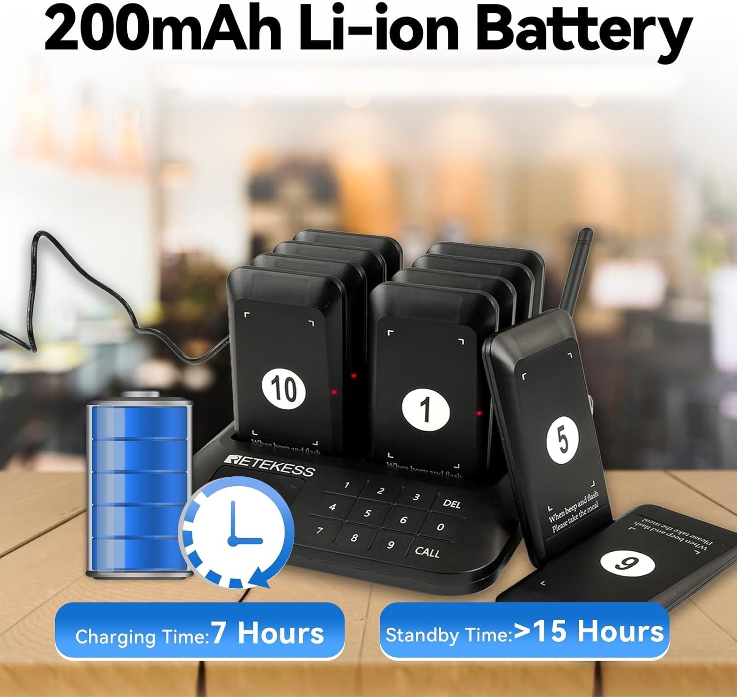 Retekess TD157 Restaurant Pager System 10 Pagers 984ft Range Wireless Buzzers