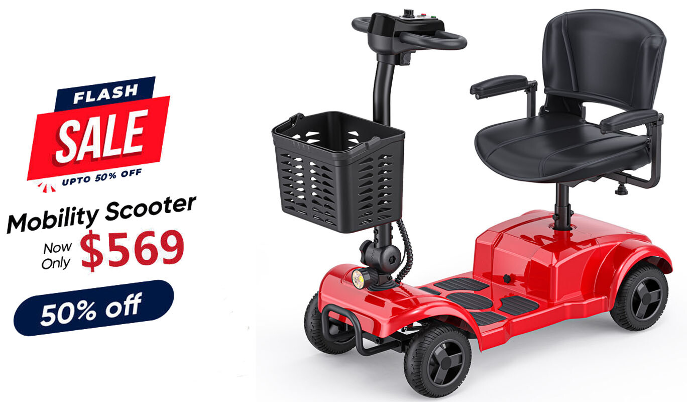 4 Wheels Mobility Scooter Power Wheelchair Folding Electric Scooters Home Travel