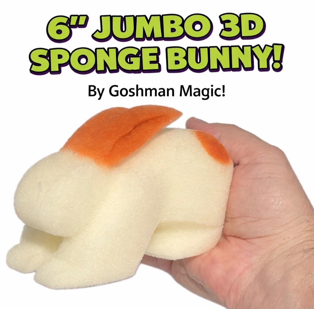 6” Jumbo 3D SPONGE BUNNY 1 Deluxe Goshman Close Up Magic Trick White Foam Rabbit