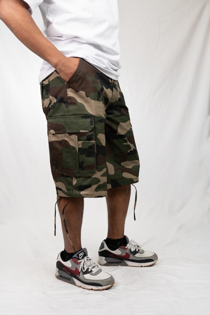 Camouflage Army Men's Baggy Streetwear Cargo Shorts-Casual Multi-Pocket