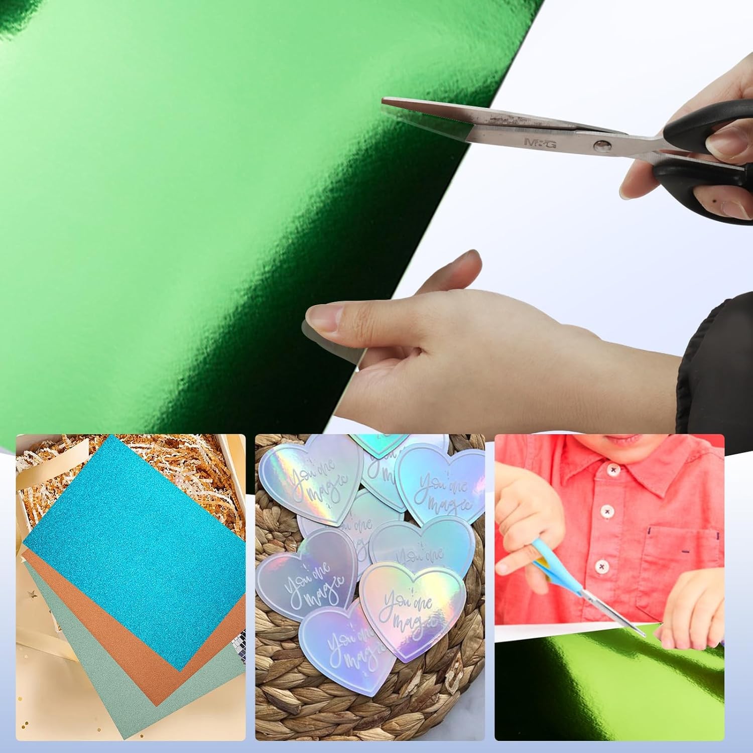 30 Pack Metallic Glitter Cardstock Paper Sheets, 6" x 8" Color Foil Mirror Shimm