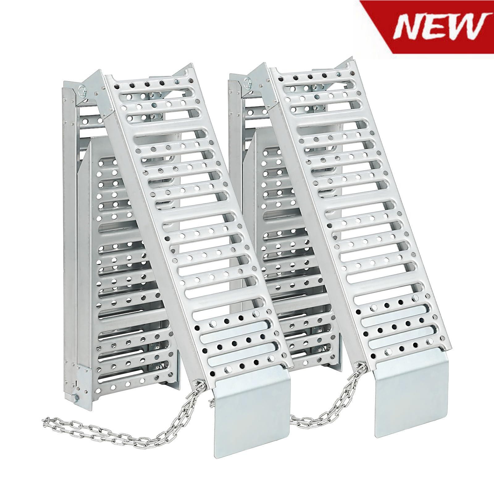 1500 lbs Steel Foldable Loading Ramps Tri-fold Truck Ramp for Lawn Mower Truck