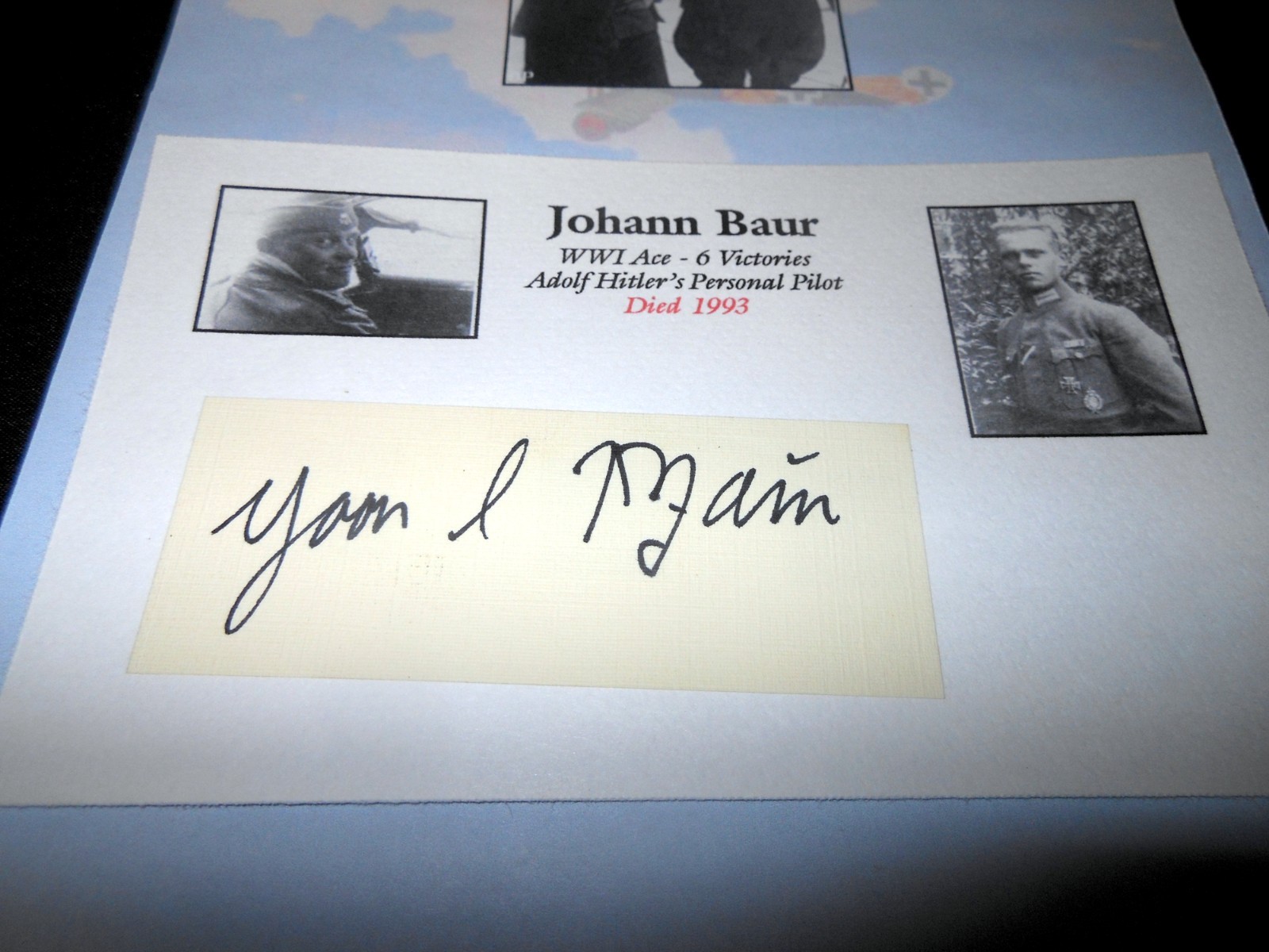 WW2 German Luftwaffe Autograph - GRUPPENFURER HANS BAUER - SIGNED PHOTO - NICE!