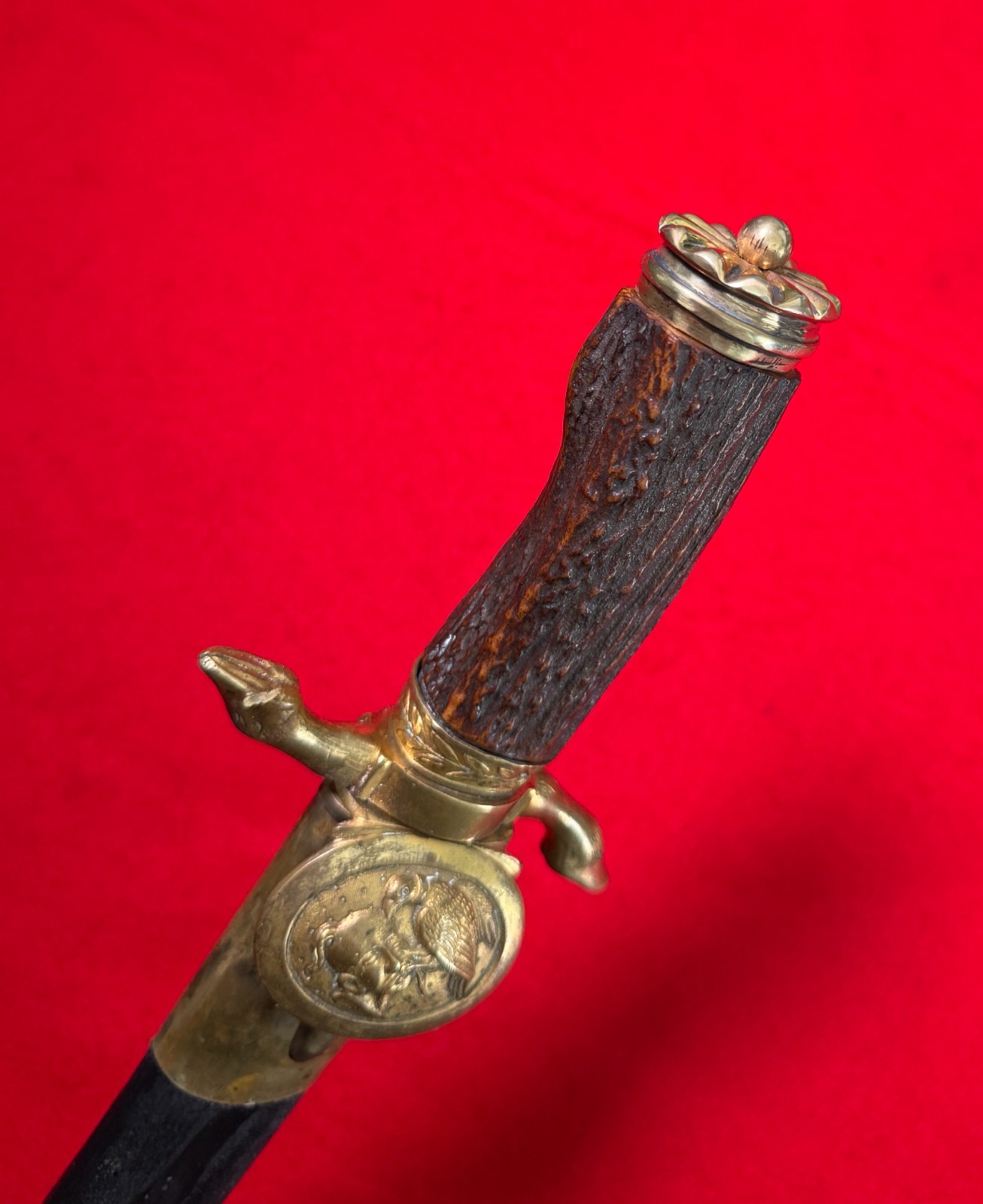 19th Century Imperial Hunting Sword Cutlass w/Scabbard and Stag Grip Very Rare