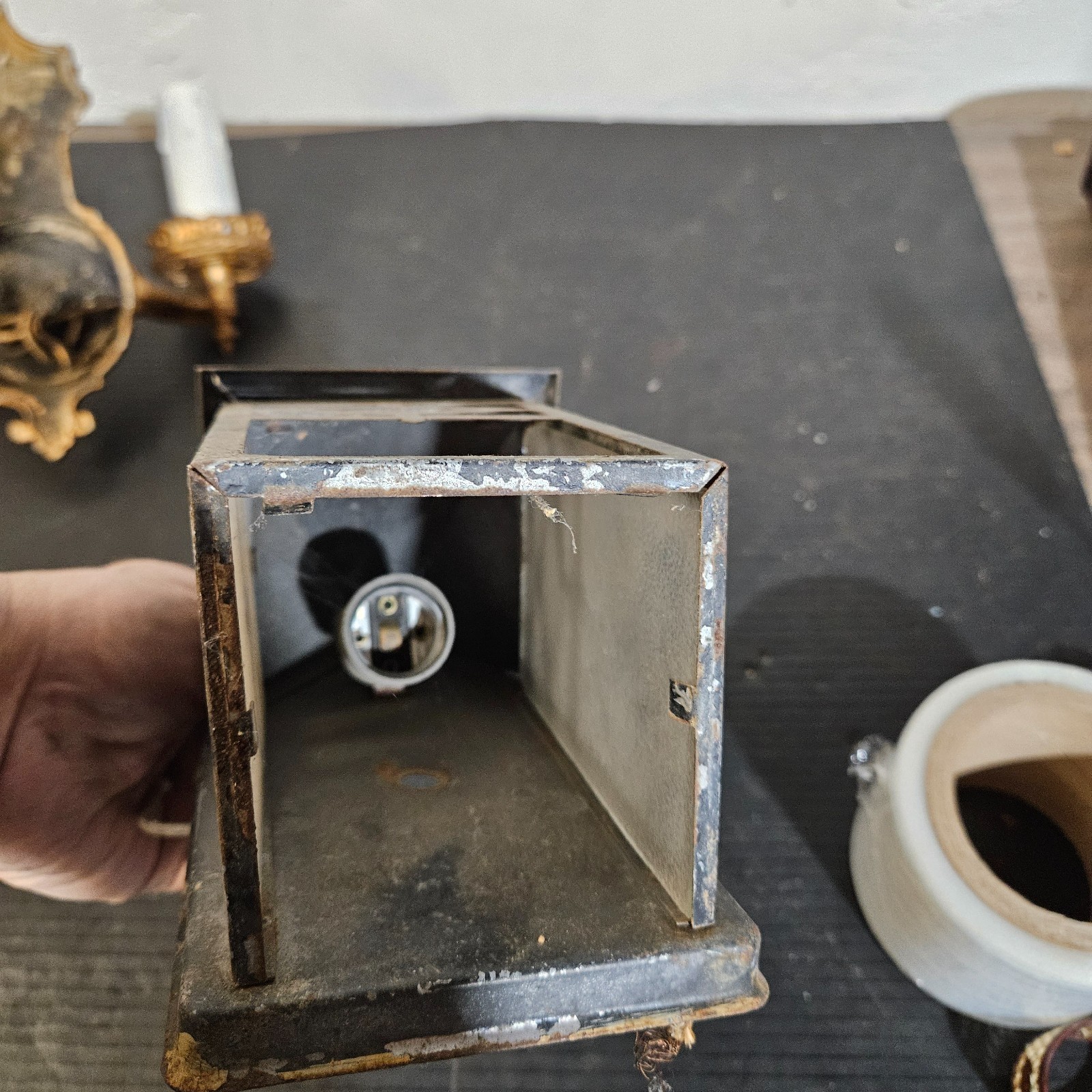 Vintage Tin Porch Sconce Light lantern cottage