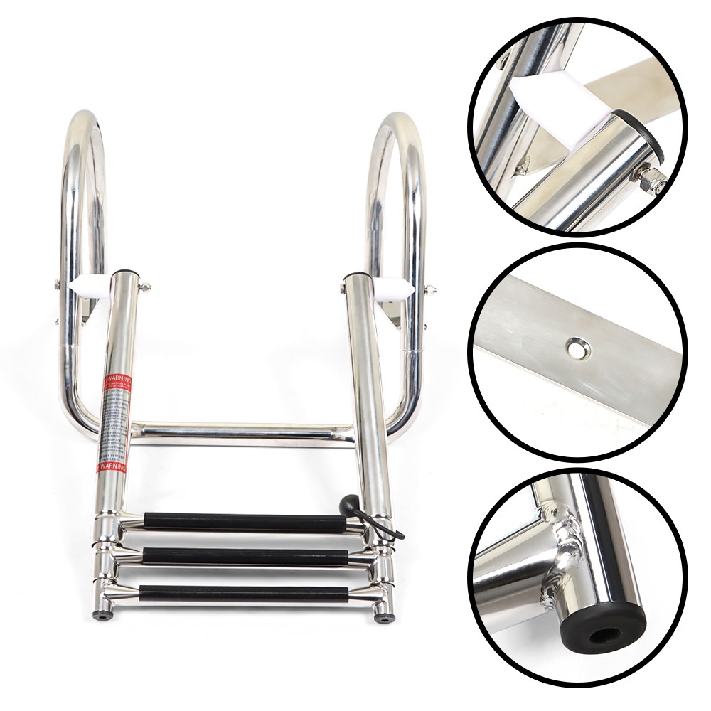 Boat Ladder Stainless Steel Telescoping Foldable Marine Ladder 2-3-4-5 Steps