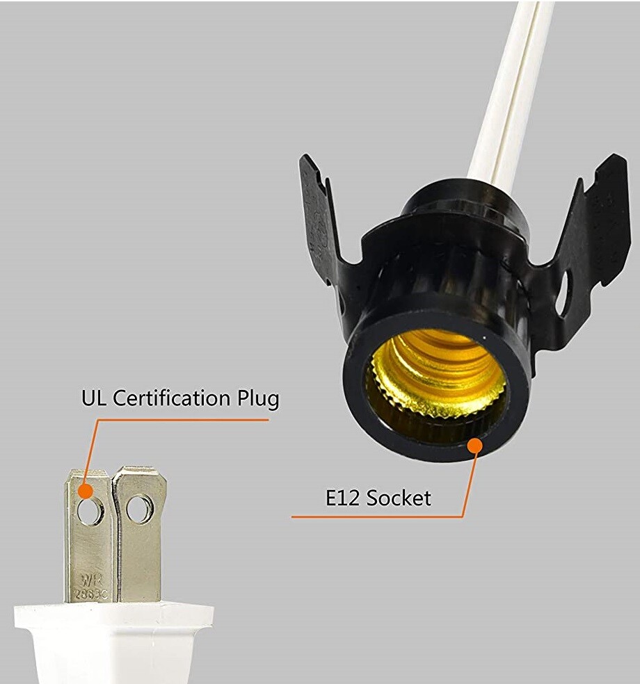 Lot of 2 ~ Clip in Lamp White Cord for Christmas Village House, Pumpkin Lights