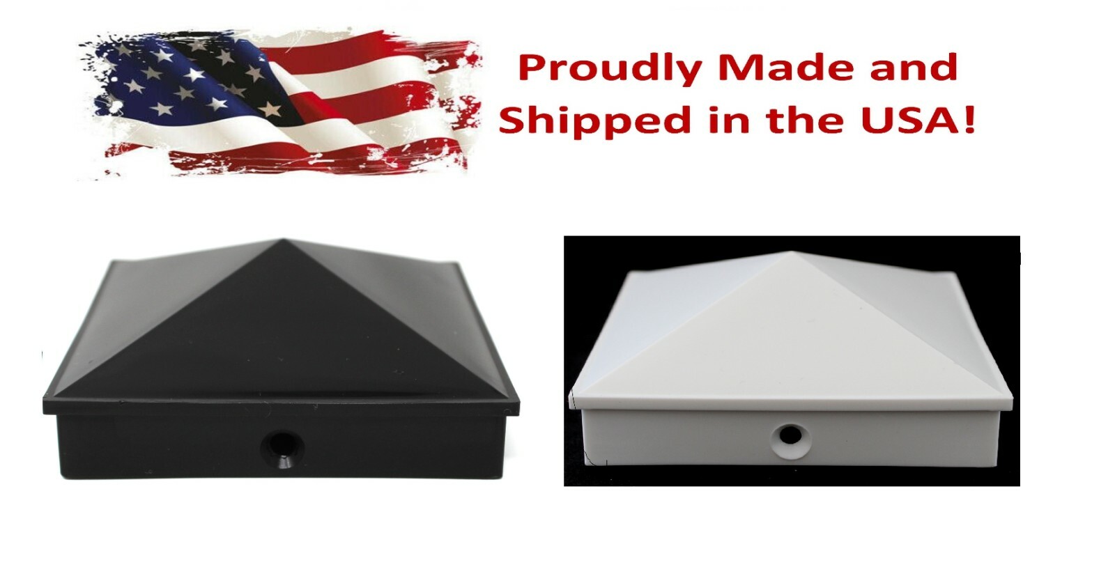 Plastic Pyramid 5x5 Nominal (4-1/2"x4-1/2") Fence Post Cap with Pre-Drilled Hole