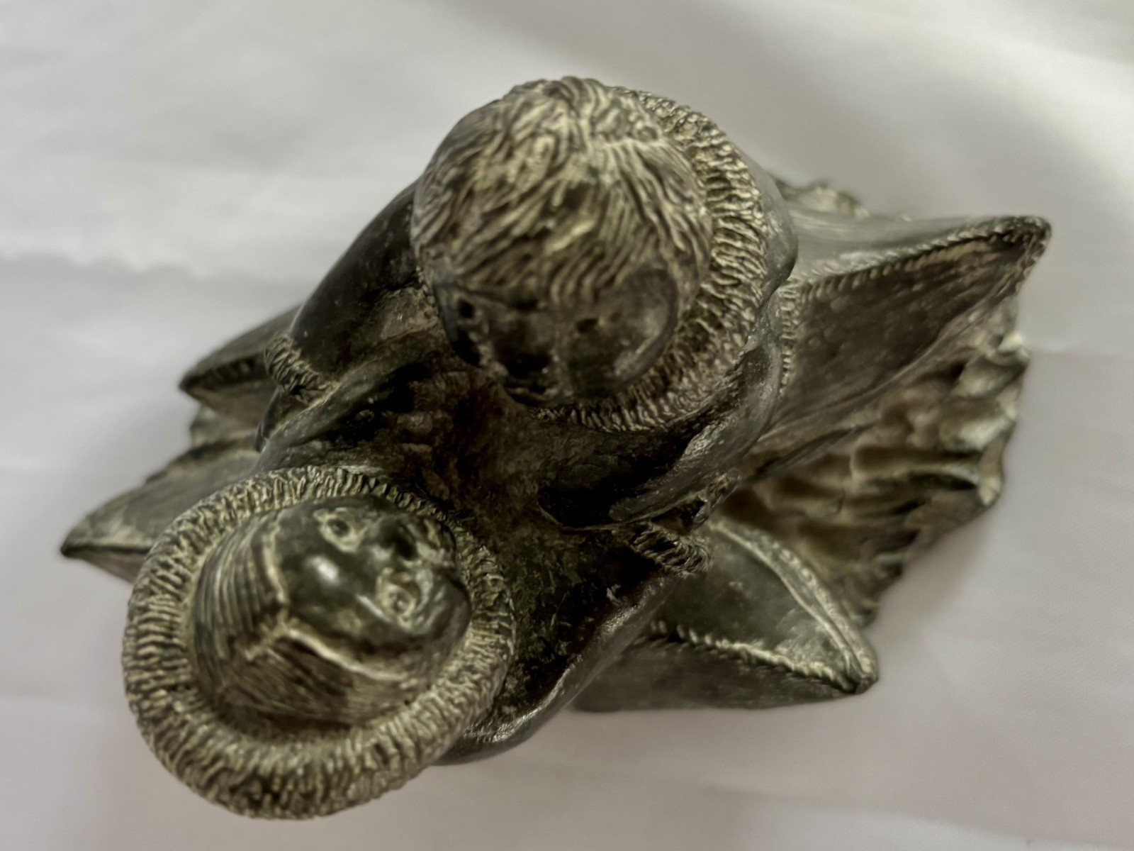 A Wolf Original Soap Stone Sculpture Inuit Man and Woman Canoes 5” Figurine