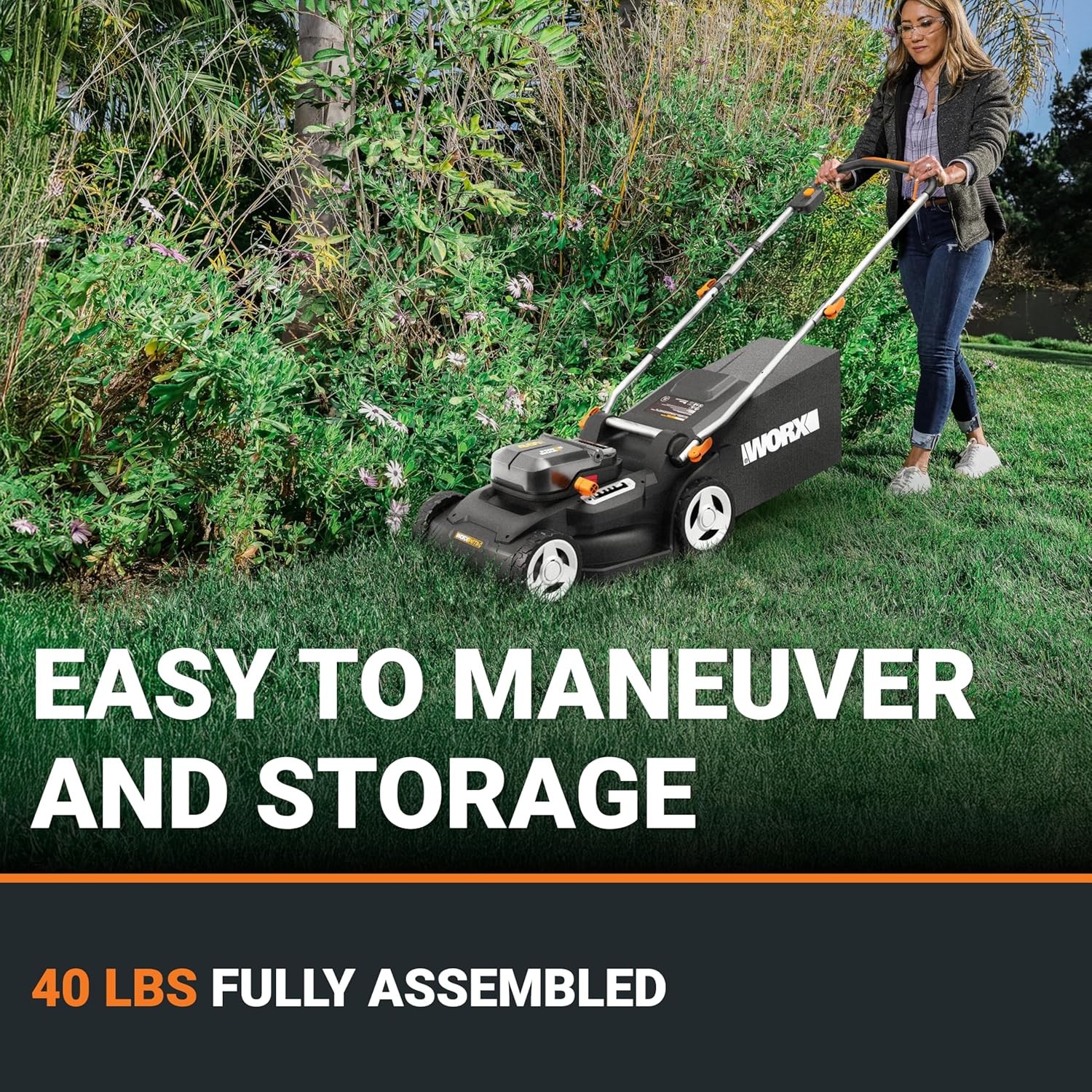 Worx 40V 17'' Cordless Push Lawn Mower (2 Batteries & Charger Included) WG745