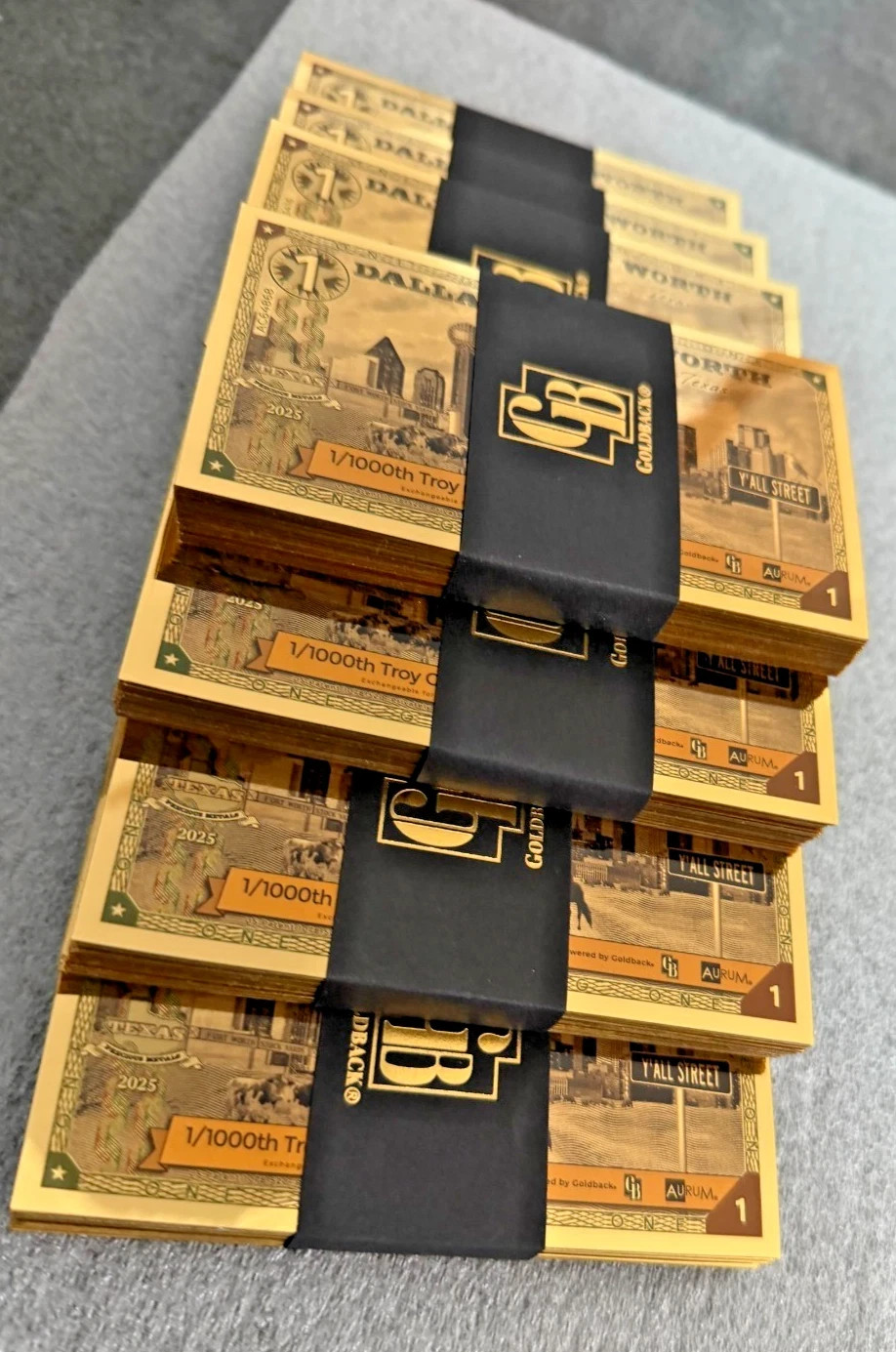 1 DALLAS FORT WORTH Goldback Aurum Gold Foil Note 1/1000 oz 24kt .999 Fine GOLD