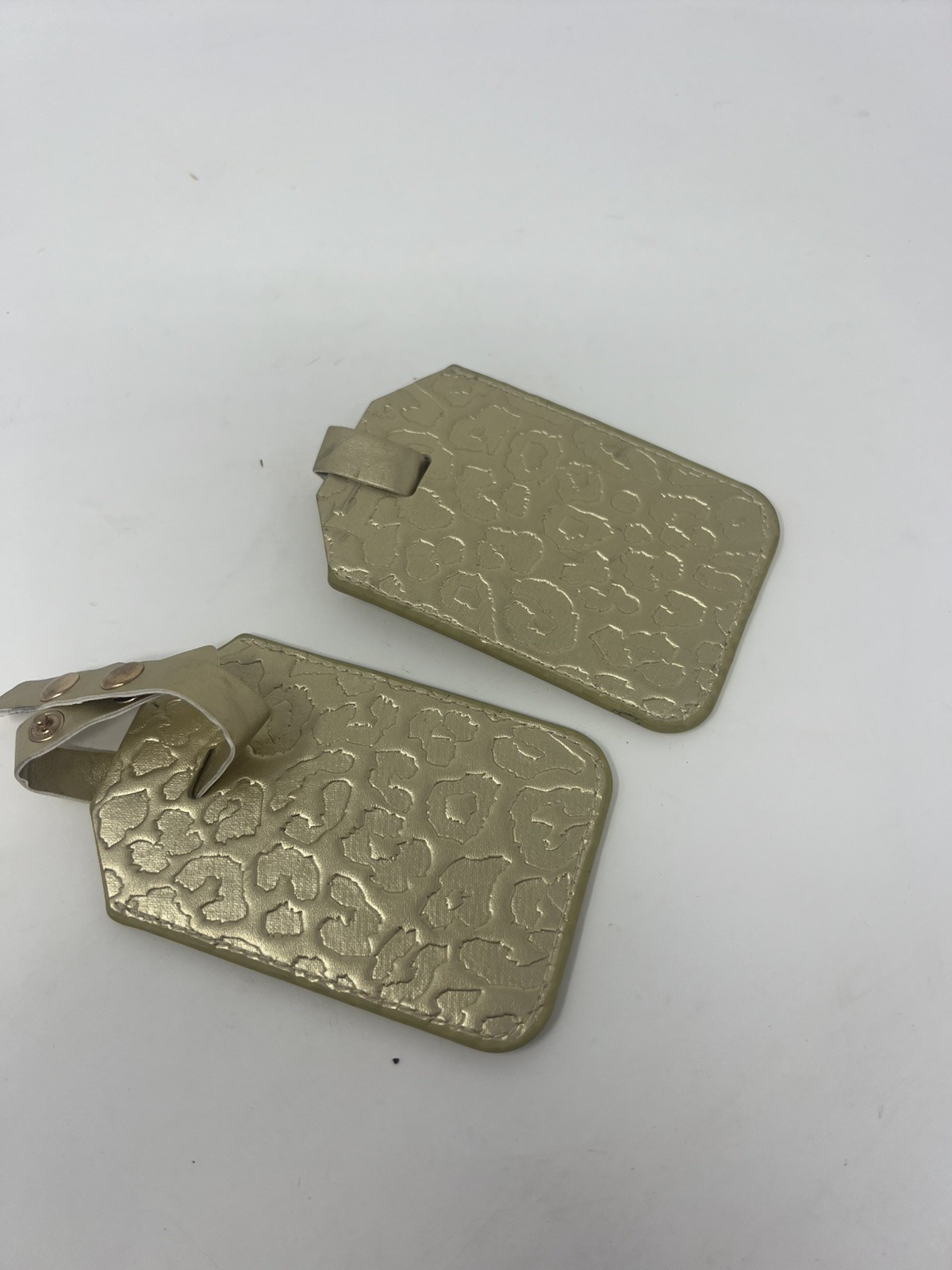 Miamica My Tag My Bag Luggage Tag 2 Piece Set Faux Leather Metallic Gold