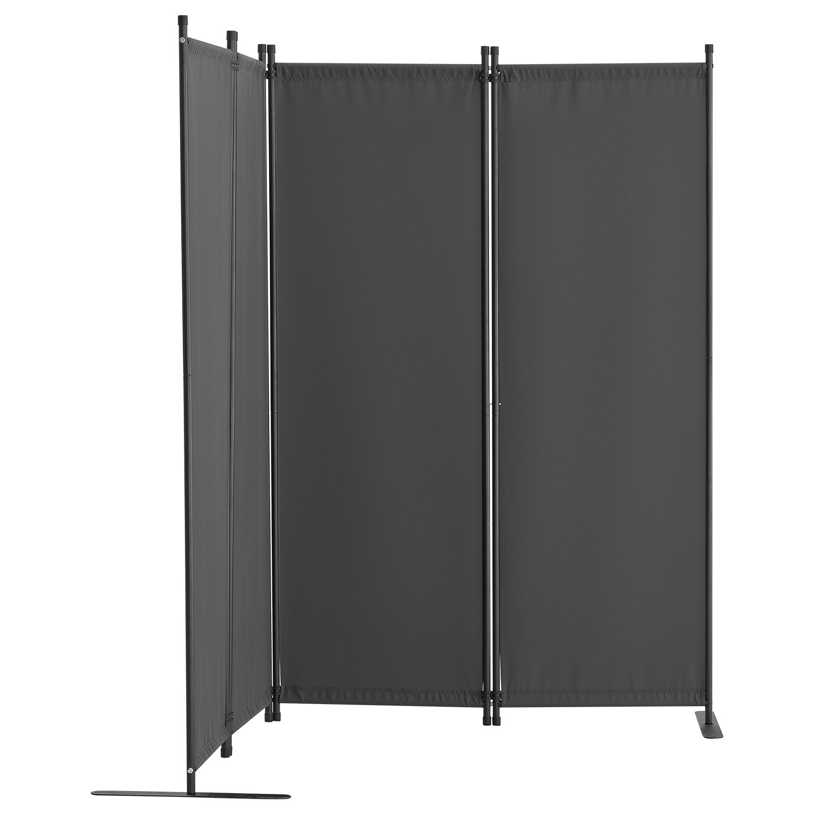 Room Divider 4-Panel Folding Privacy Screen Fabric Partition Office Gray
