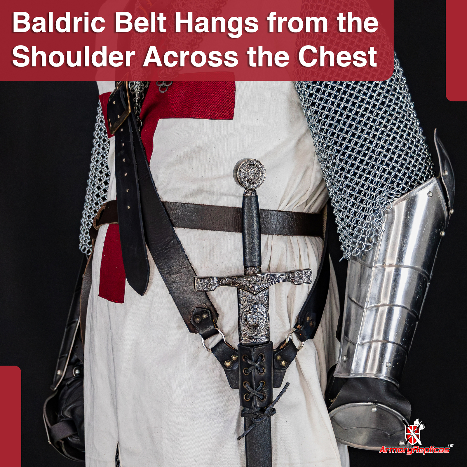 Genuine Leather Baldric Sword Holder Adjustable Belt for Renaissance Fairs& LARP