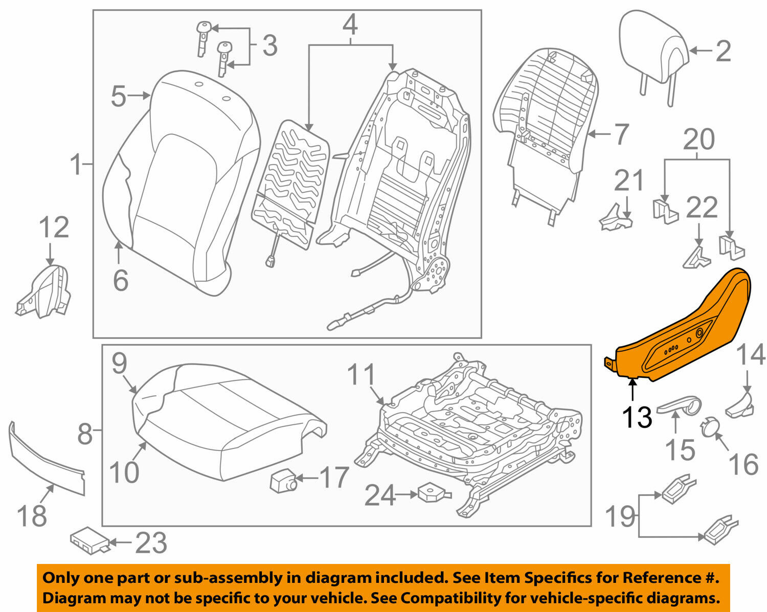 Genuine Seat Switch Outer Cover 2013-2018 Santa Fe SPORT Left Driver Side Black