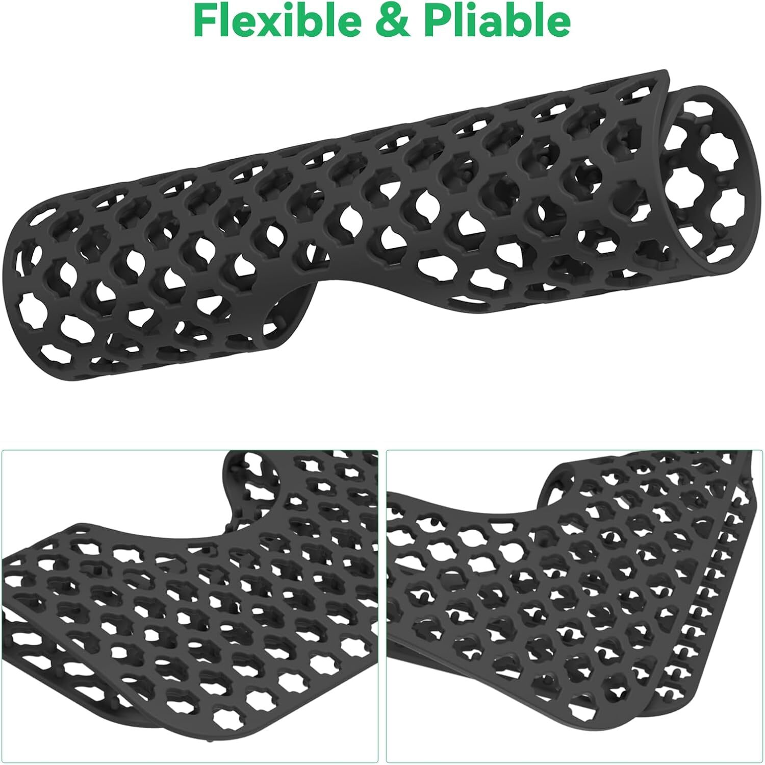 2 PACK Silicone Sink Mat Grid Kitchen Protector Folding Non-slip w/ Center Drain