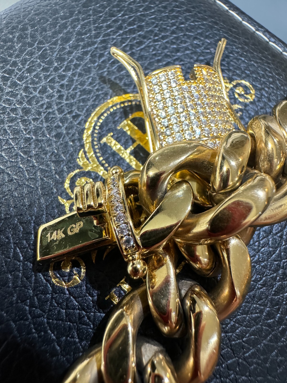 Real Miami Cuban Link Bracelet 1ct CZ Iced Clasp 14k Gold Plated Stainless Steel