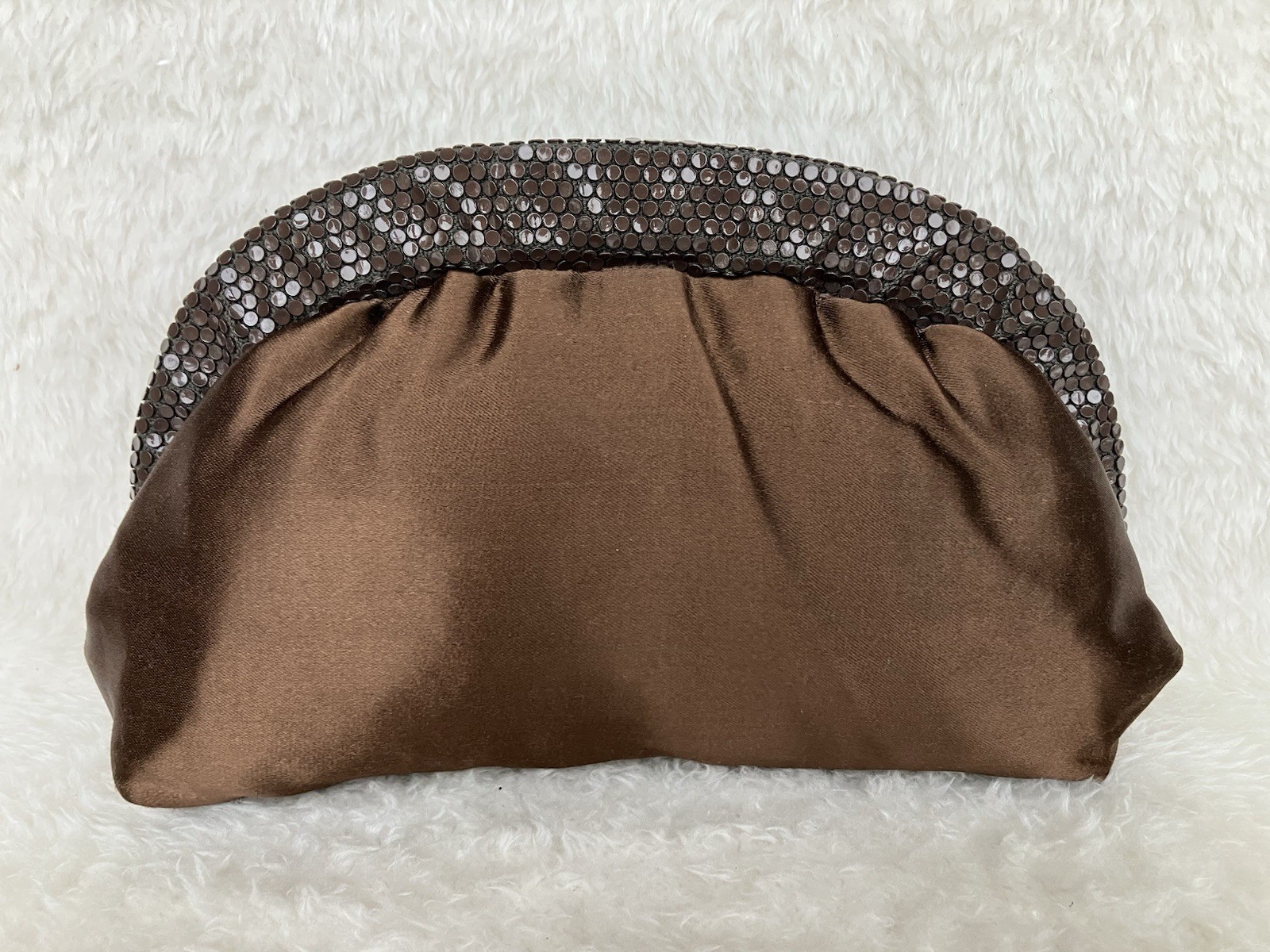 Vintage Lumured Satin Brown Handbag