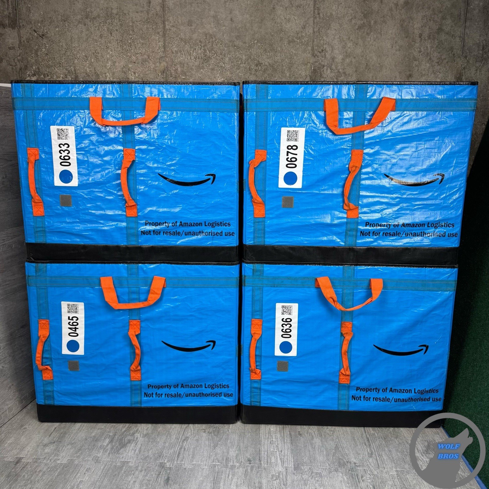 LOT OF 4 PREMIUM AMAZON COURIER DELIVERY CURRENT STYLE TOTE BAGS 28x24x20 BLUE