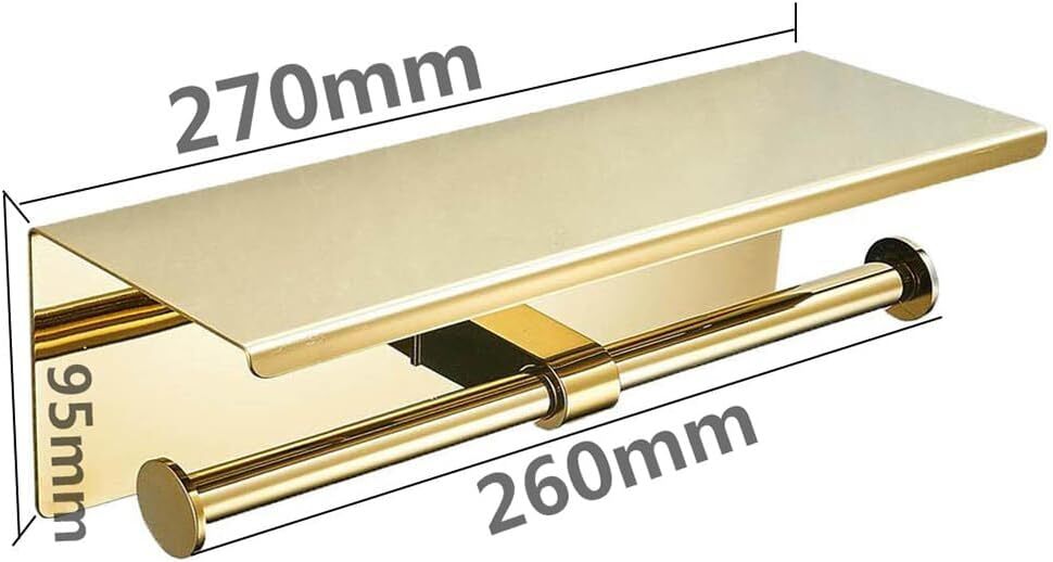 Wall Mounted Toilet Paper Holder with Phone Shelf Bathroom Double Roll Holder US