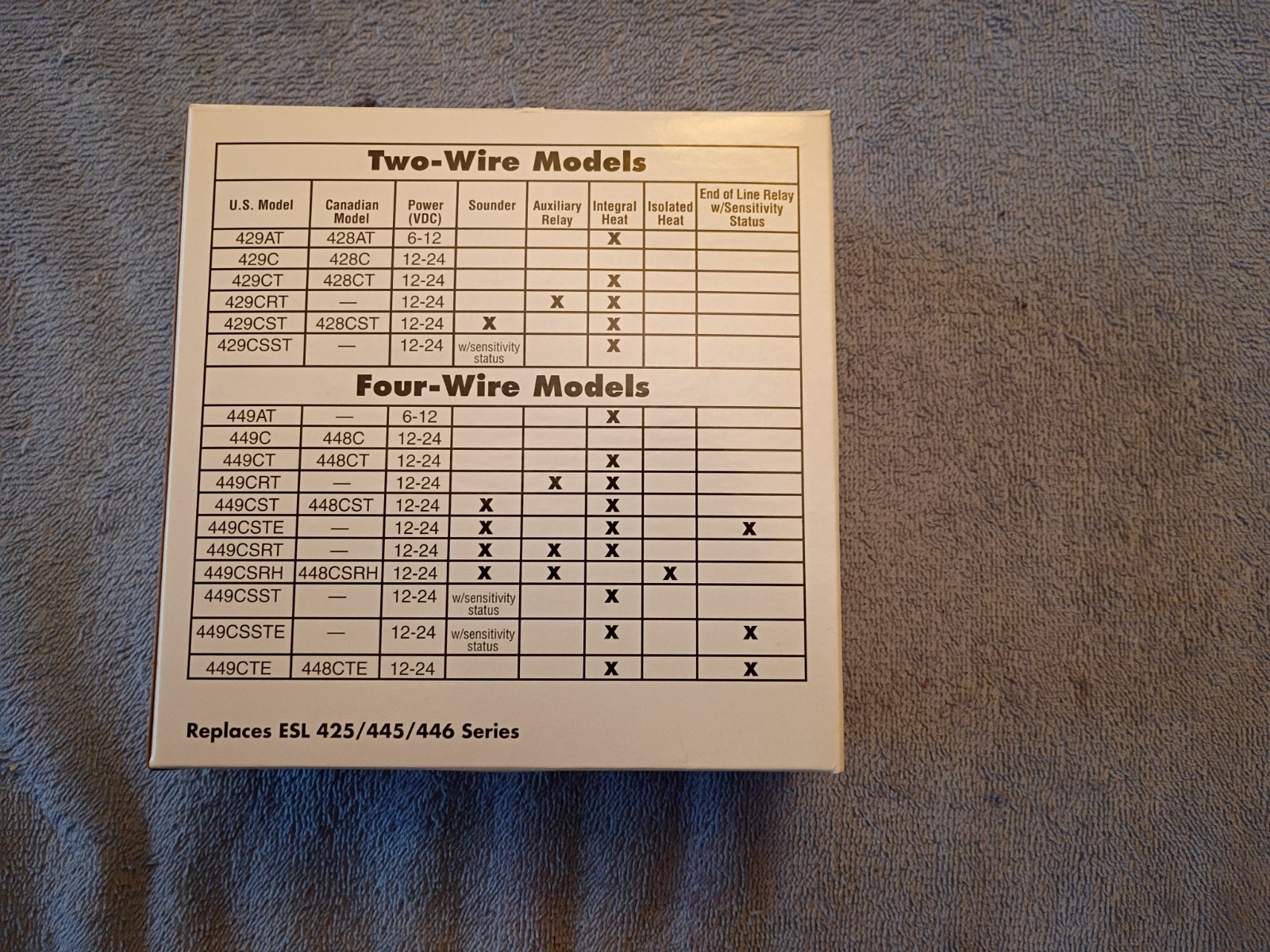 ESL 429CT 2-Wire Smoke Detector FIRE ALARM NEW OPEN BOX