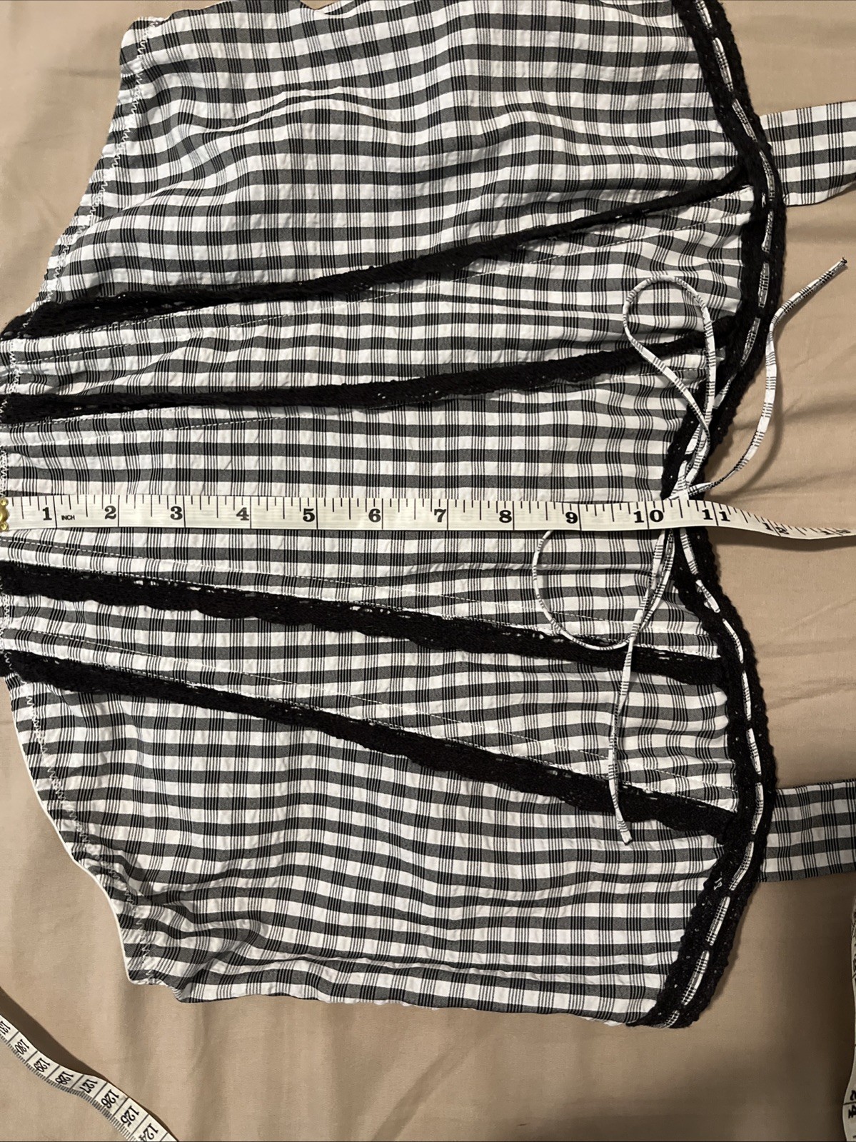 Out From Under Betty Gingham Corset Top Large Boned Black/White Western Romantic