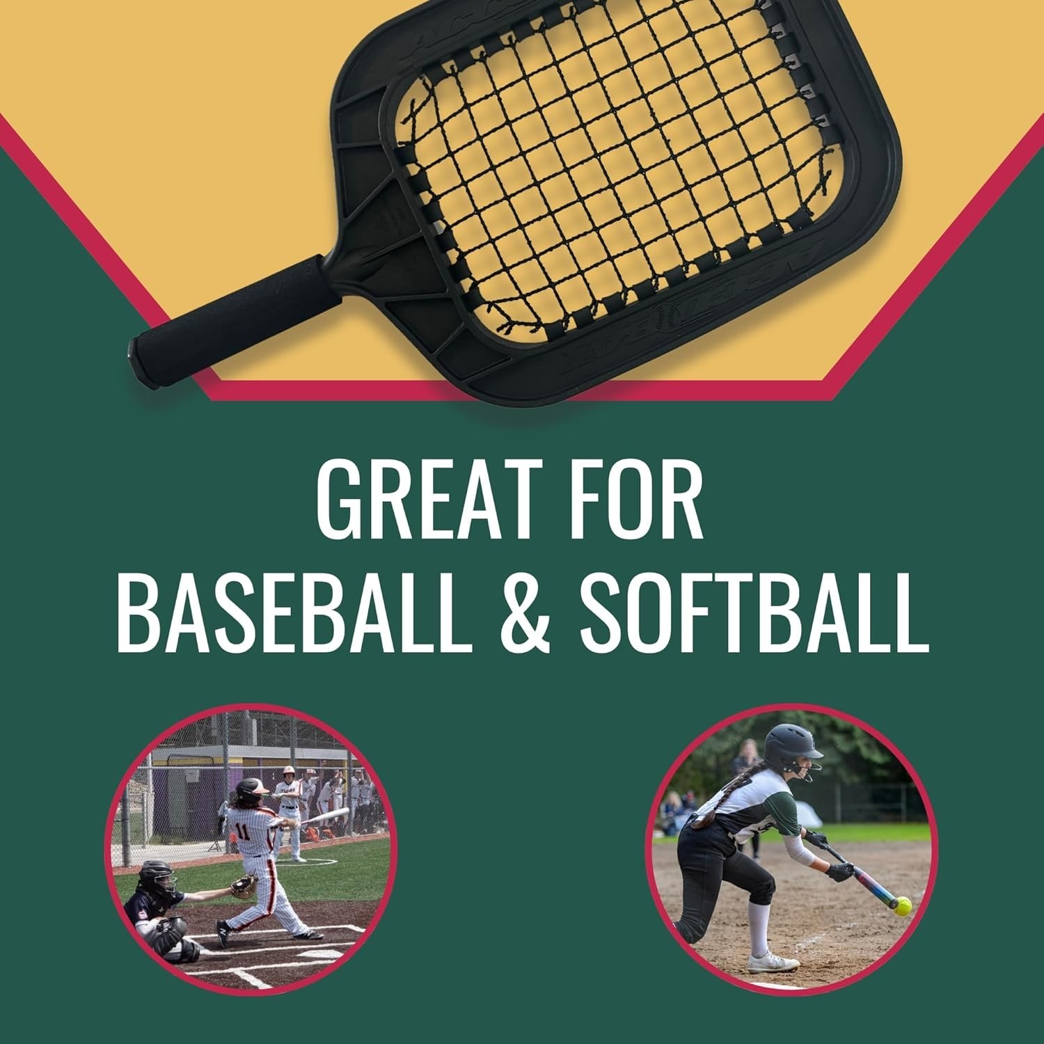 Accubat Fungo Racket for Baseball & Softball Training - USA Made Baseball Racket