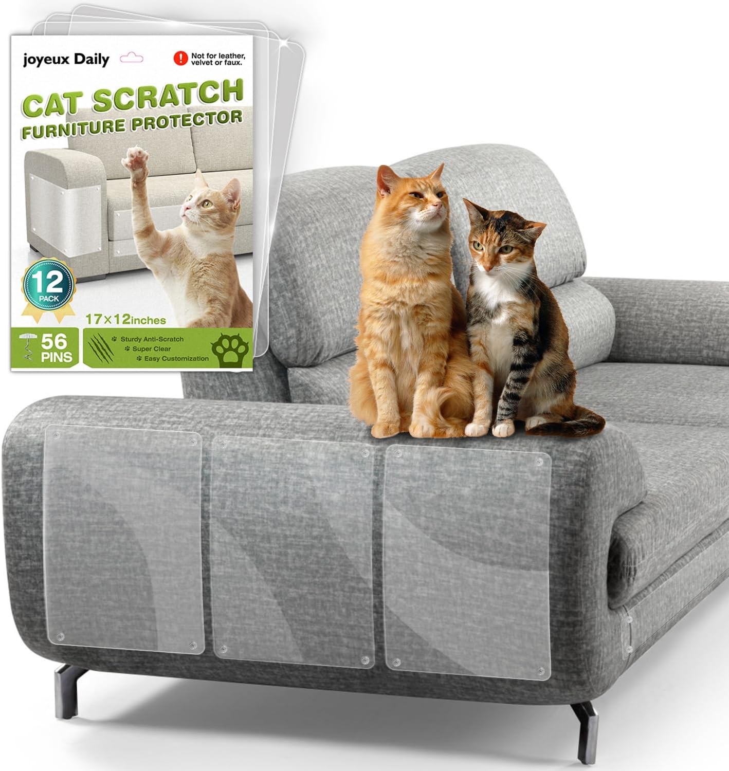 12 Pack Self Adhesive Cat Scratch Furniture Protectors Anti-Scratch Couch Guards