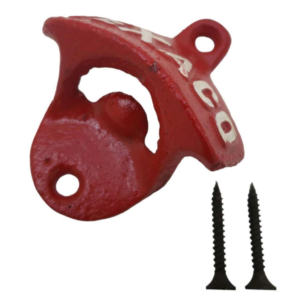 Red Vintage Wall Mounted Bottle Opener Cast Iron Bar Decor