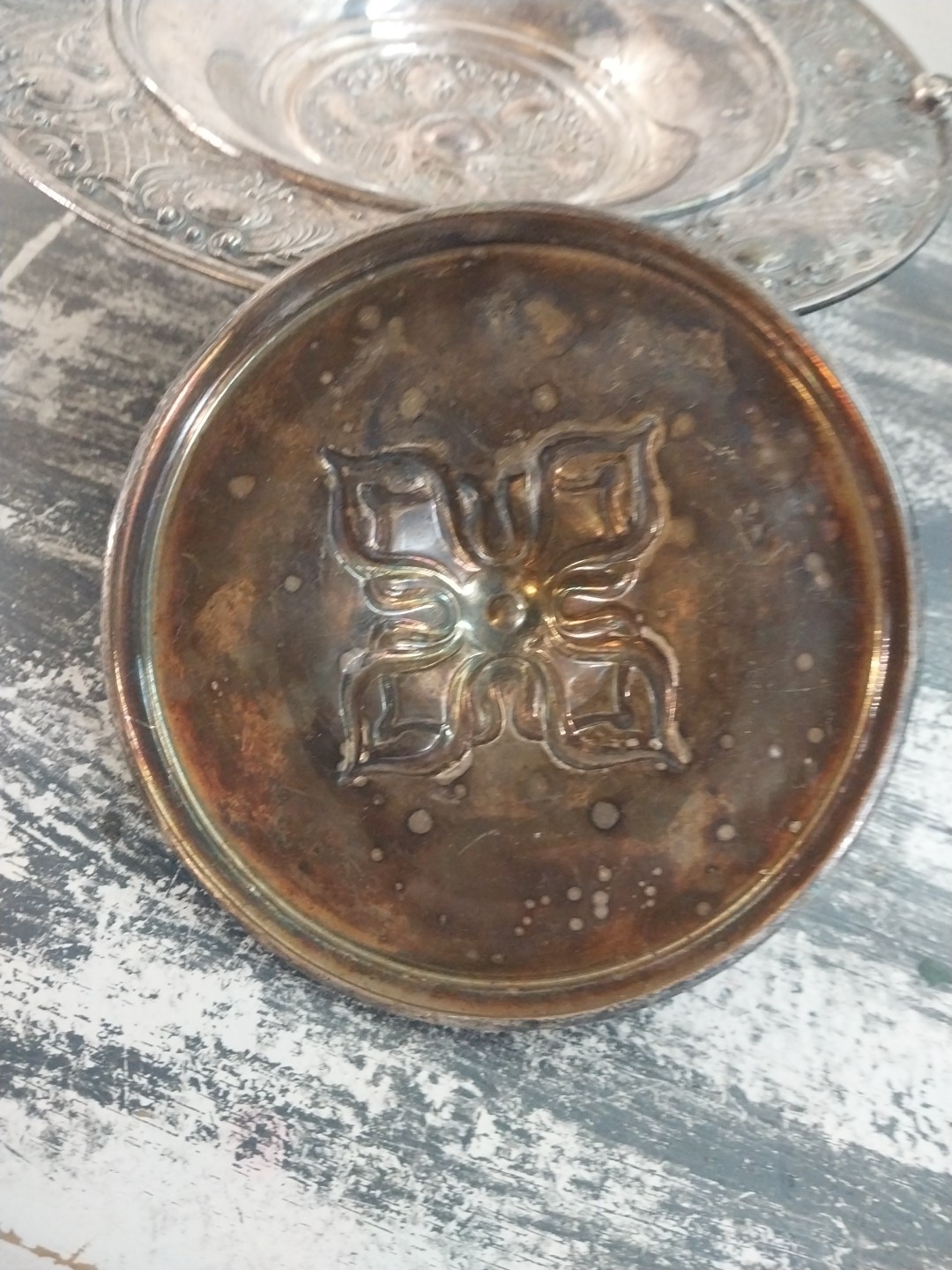 Antique Silver Plate Candy Dish W Handles