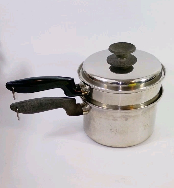 Vintage Permanent 5PLY MULTI CORE STAINLESS STEEL USA Saucepan & Steamer Basket