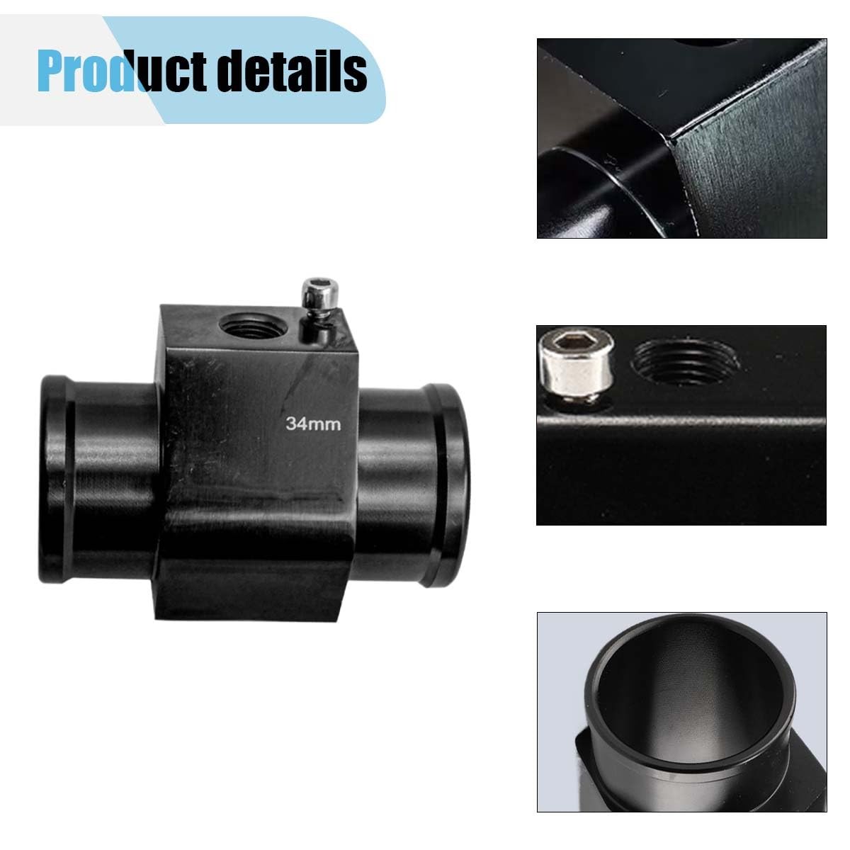 3PCS Auto Water Temp Joint Pipe, Aluminum Sensor Gauge Radiator Hose Adapter,...