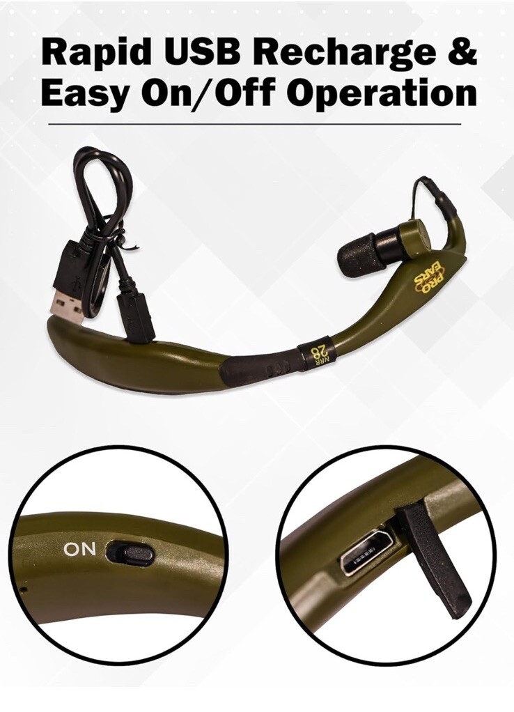 Pro Ears Stealth 28 Hearing Protection, Green, PEEBGRN