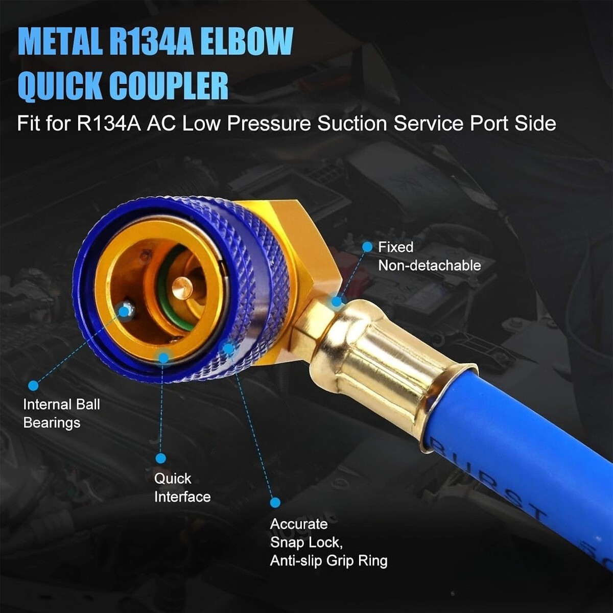 Self-Sealing R134A Refrigerant Recharge Kit, AC Recharge Hose Kit with Gauge NEW