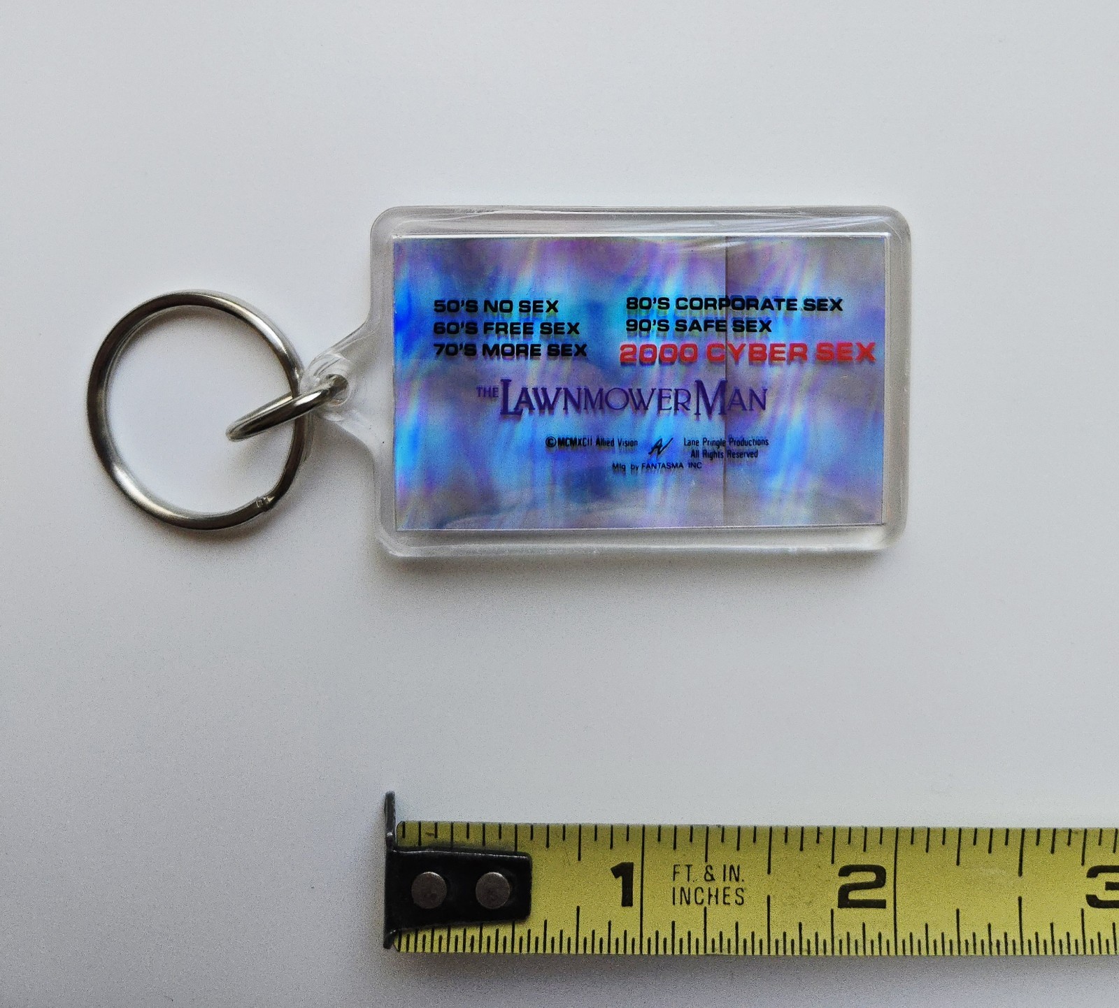 VINTAGE 1992 THE LAWNMOWER MAN MOVIE PROMO HOLOGRAM KEYCHAIN STEPHEN KING HORROR